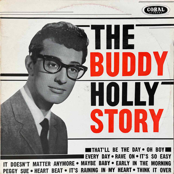 Actual image of the vinyl record album artwork of Buddy Holly's The Buddy Holly Story LP - taken in our Melbourne record store