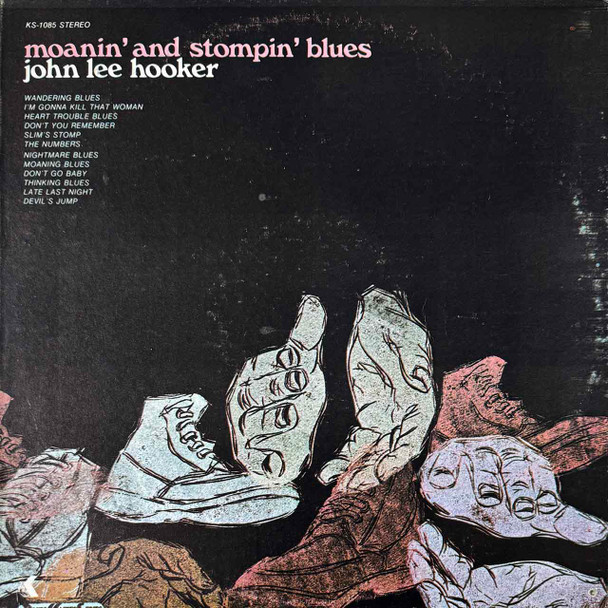 Actual image of the vinyl record album artwork of John Lee Hooker's Moanin' And Stompin' Blues LP - taken in our Melbourne record store