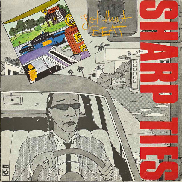 Actual image of the vinyl record album artwork of Sharp Ties's Get That Beat LP - taken in our Melbourne record store