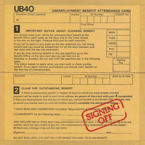 UB40 - Signing Off Vinyl Record Album Art