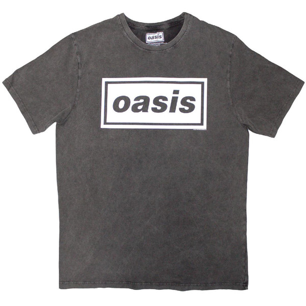 Oasis Unisex Stone Wash T-Shirt: Decca Logo (Charcoal Grey) Picture
