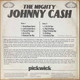 Actual image of the back cover of Johnny Cash's The Mighty Johnny Cash second hand vinyl record taken in our Melbourne record shop