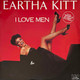 Actual image of the vinyl record album artwork of Eartha Kitt's I Love Men LP - taken in our Melbourne record store