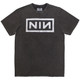 Nine Inch Nails Unisex Stone Wash T-Shirt: Classic Logo (Charcoal Grey) Picture