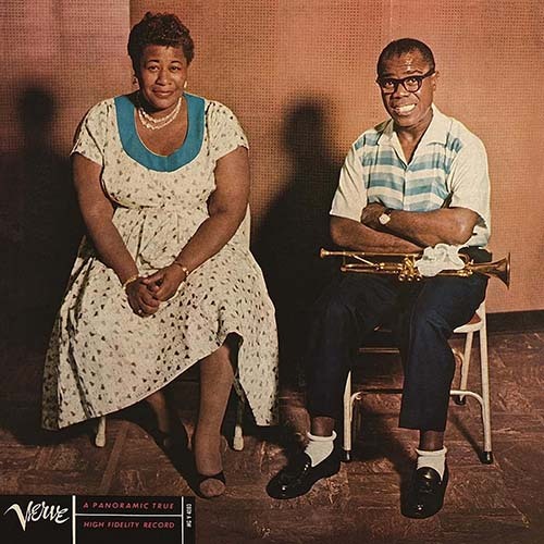 Picture of the Louis Armstrong & Ella Fitzgerald vinyl record that links to the Jazz New Vinyl section of the Funky Duck Vinyl online record store