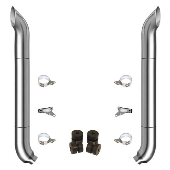 Peterbilt 378, 379 7-5 X 96 Inch Chrome West Coast Turnout Stack Exhaust Kit With OE Style Elbows by TPHD