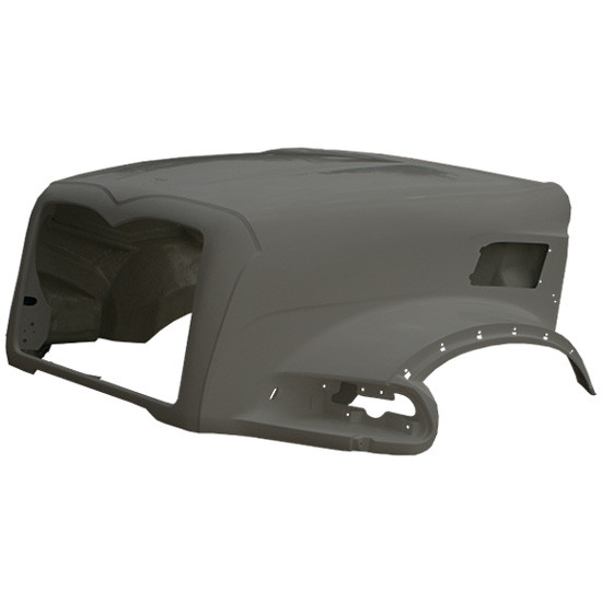TPHD Fiberglass Hood Shell W/ Hinge Bar, Replaces 25136243 For Mack Granite W/ Set Back Axle