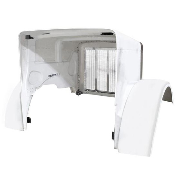 TPHD Fiberglass Hood Shell W/ SS Grille & Surround - 68 Inch Centerline Replaces 13-03552, L29-6061 For Peterbilt 379 119 BBC 1987 - 2007