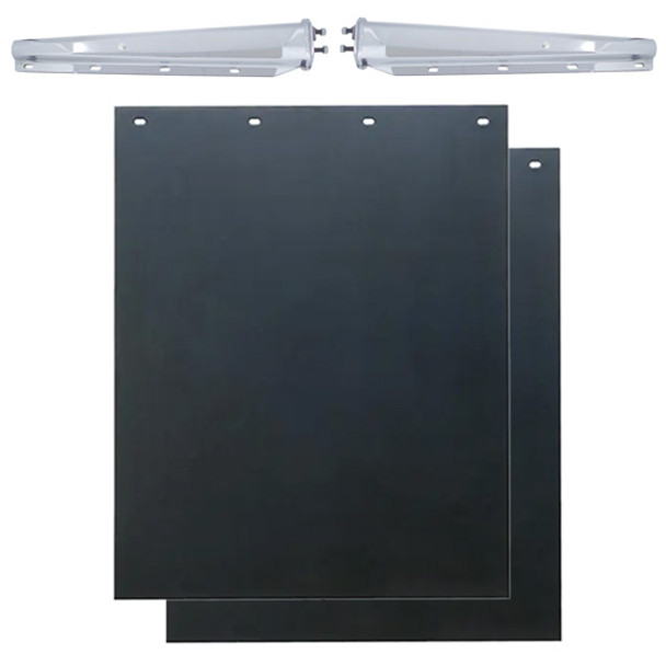TPHD Black Poly Mud Flaps & Hangers Kit W/ 2 1/2 Inch Bolt Spacing