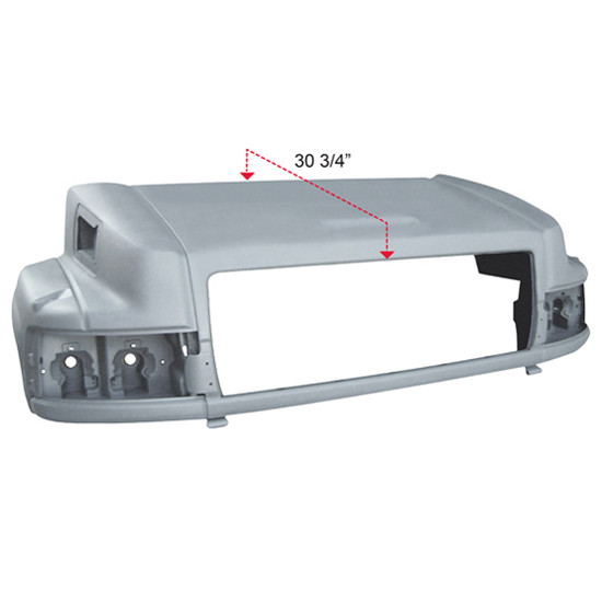 TPHD Fiberglass Hood Shell W/ Quad Headlights - 30 3/4 Inch Centerline For GMC C4500, C5500