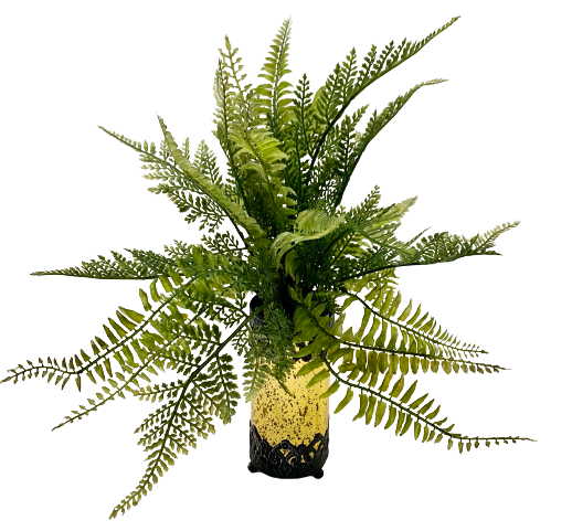Greenery in glass gold container