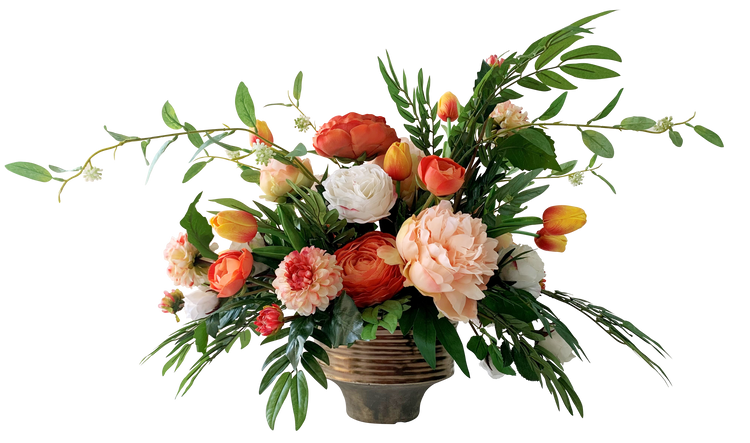 mixed garden flower arrangement.