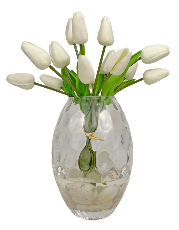 White Tulips in Glass Water Garden