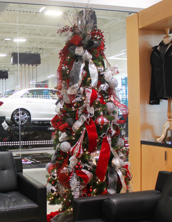 Mercedes-Benz Silver and Red Christmas Tree