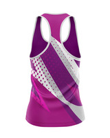 Back view of women's racerback tank top showing breathable fabric and racerback fit.