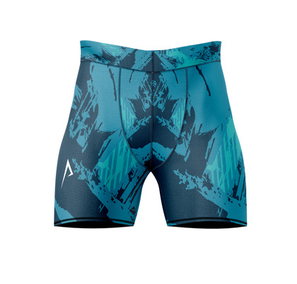 Men’s Blue Abstract Compression Shorts - Performance Athletic Wear | Push Pull Squad