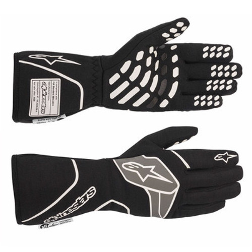 ALPINESTARS 3551023-1169-L USA Driving Gloves, Tech-1 Race V3, SFI 3.3/5, FIA Approved, 2 Layer, Aramid / Silicone, Elastic Cuff, Black / Gray, Large, Pair