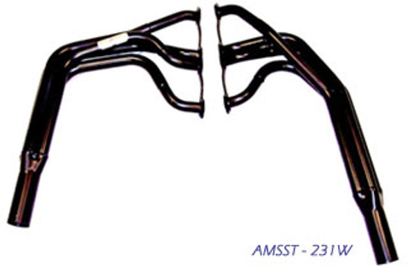 Beyea Asphalt SK Light Modified steel headers for 602 Crate engine, featuring 1-5/8 inch primary tubes and a 3-inch welded collector.
