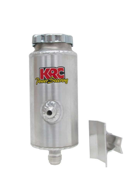 KRC91500000 Power Steering Reservoir, Economy, 8 in Tall x 3 in OD, 6 AN Male Inlet, 10 AN Male Outlet, Aluminum, Clear Powder Coat, 