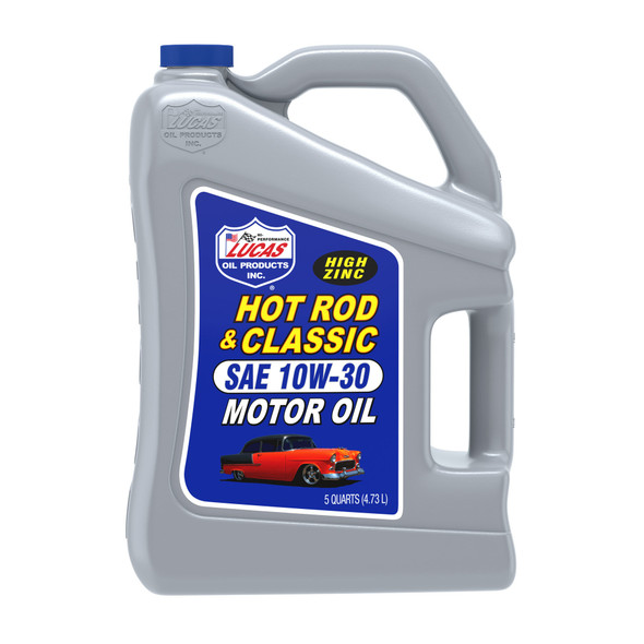 Lucas Motor Oil, Hot Rod and Classic Car, High Zinc, 10W30, Conventional, 5 qt Jug, Each