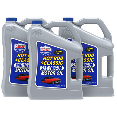 Lucas Motor Oil, Hot Rod and Classic Car, High Zinc, 10W30, Conventional, 5 qt Jug, CASE OF 3