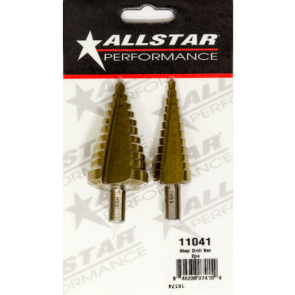 ALLSTAR PERFORMANCE Drill Bit, Step, 3/16 to 7/8 in, 1/4 to 1-3/8, 1/4 in Hex Shank, Steel, Titanium Coated, Kit ALL11041 