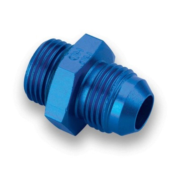 Earl's EAR985008ERL Fitting, Adapter, Straight, 8 AN Male to 8 AN Male O-Ring, Aluminum, Blue Anodize, Each