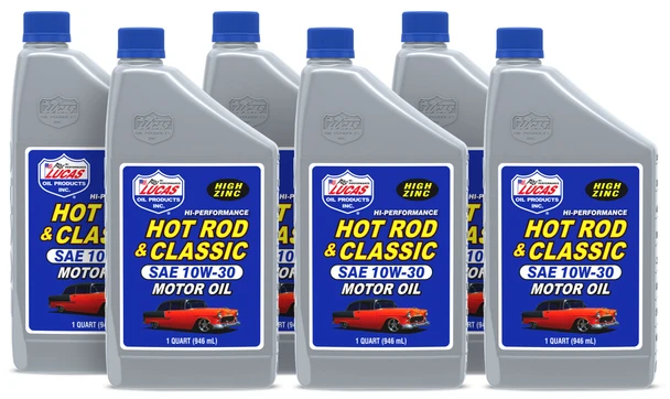 Lucas Motor Oil, Hot Rod and Classic Car, High Zinc, 10W30, Conventional, 1 qt Bottle, Case of 6