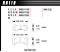 Hawk Metric GM Black Brake Pads HAWHB119M594