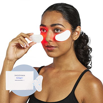 Red light therapy eye patches + hydrocolloids