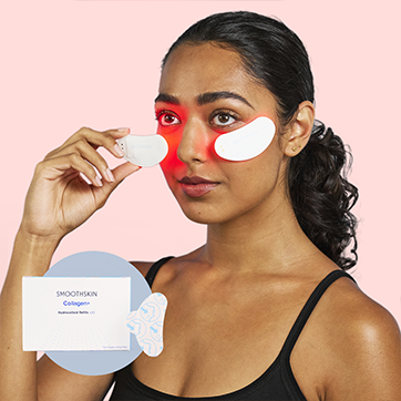 Red light therapy eye patches + hydrocolloids