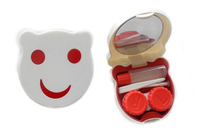 Contact lens storage kit smiley red