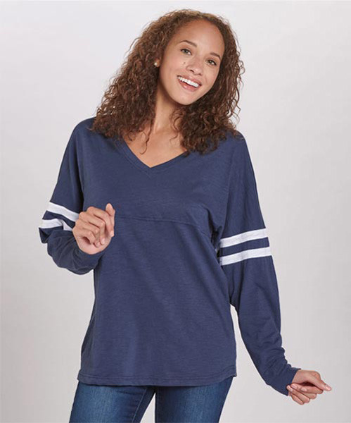 V-Slub Pom Pom Long Sleeve Jersey T-Shirt