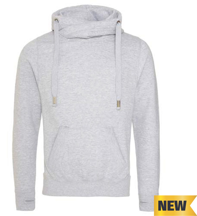 Heavyweight cross over neck hooded sweatshirt that keeps you super cozy on the move. This is a modern and stylish high necked cross over hoodie.  Shop www.impressathletix.com.