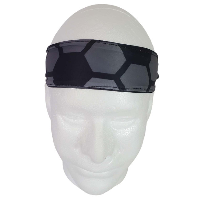 Black/Grey Digital Dotted Hexagonal Camo Military Inspired Full-Color Printed Tie Headband