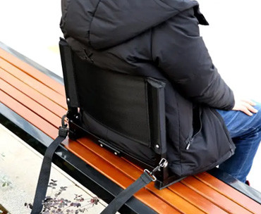 Stadium Seat - Folding & Portable Stadium Chair. Comfortable stadium seat with durable steel frame, shoulder strap, and tote handle.