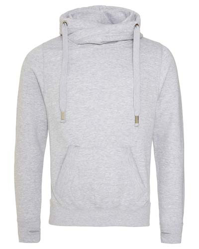 Front - Heavyweight Cross Over Neck Hooded Sweatshirt