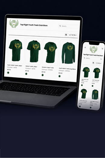 Athletix Shops online team store on laptop and mobile device