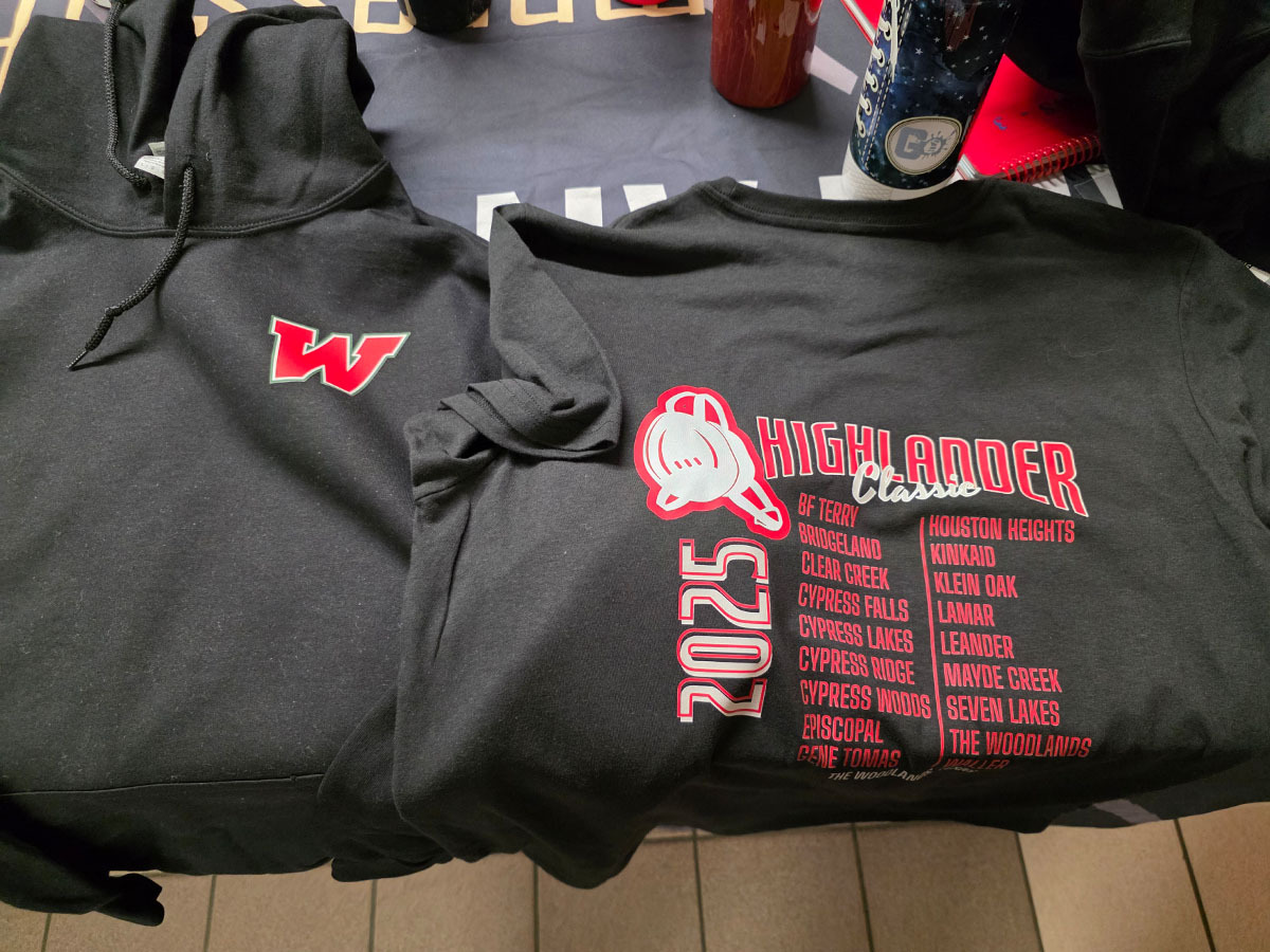 Event-specific custom merchandise displayed by Impress Athletix