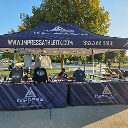 Impress Athletix offering on-site event merchandise at the SCAC soccer championships.