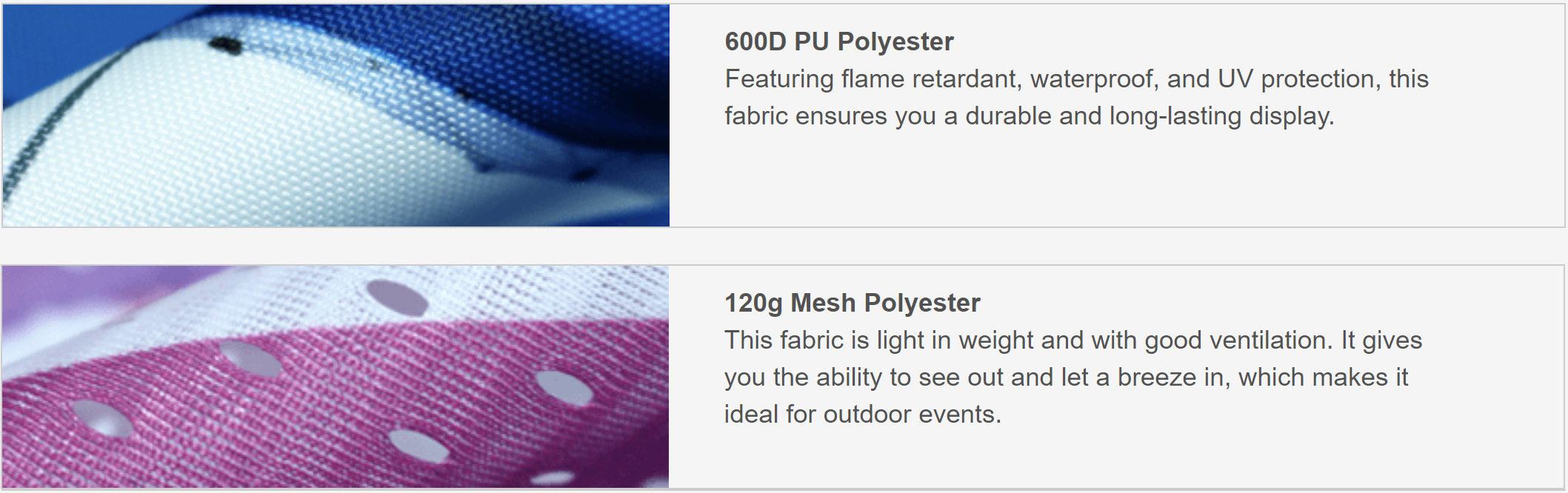 Tent Walls Fabric Options