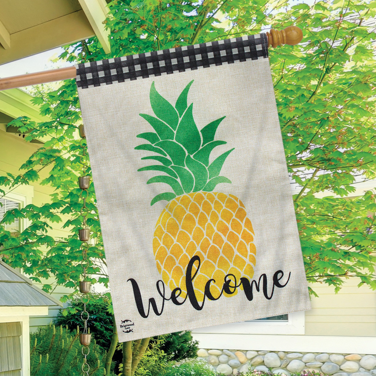 Pineapple Everyday Burlap House Flag