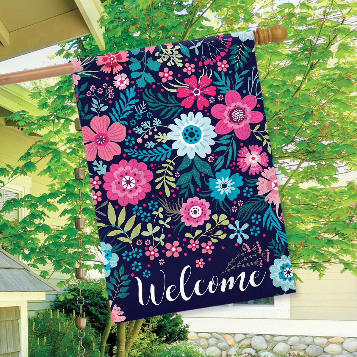 Bright Floral Spring House Flag