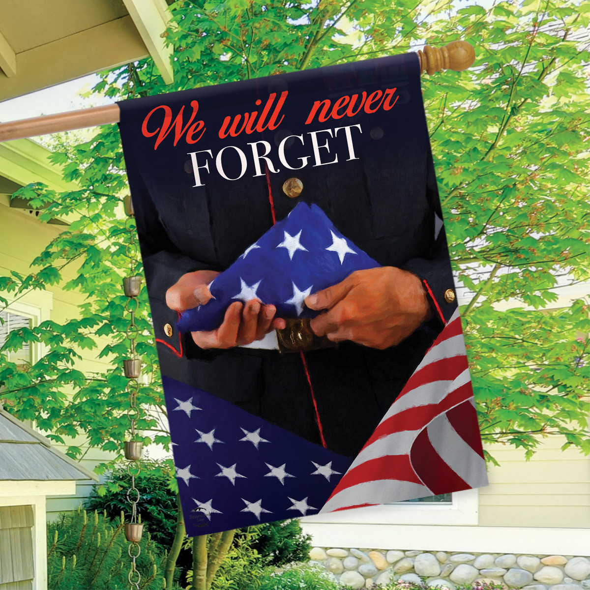Breeze Decor Garden Flag – „We Will Never Forget“, 33x47 Cm, Doppelseitig, Für US-Militär & Veteranen