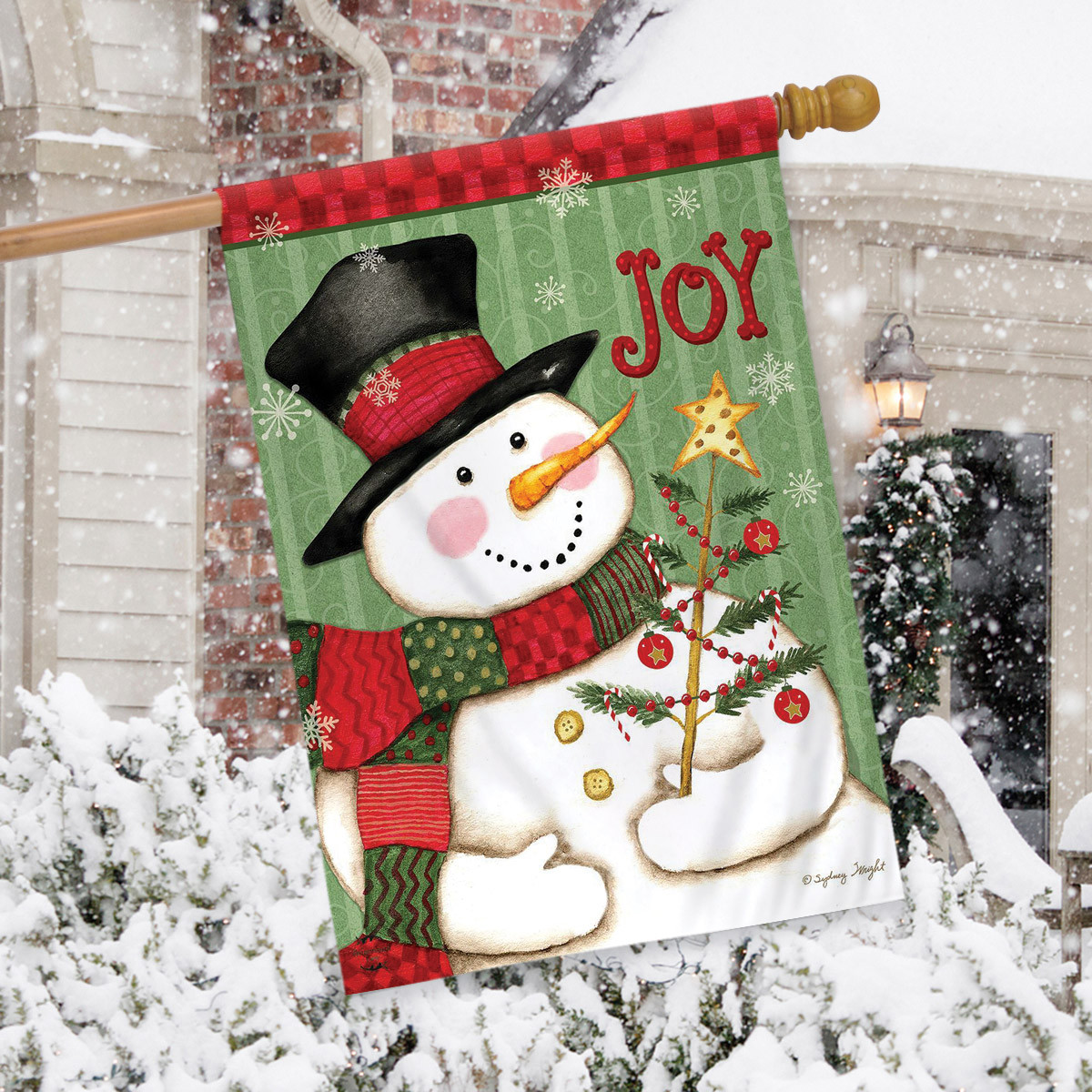Snowman Joy Christmas House Flag Briarwood Lane