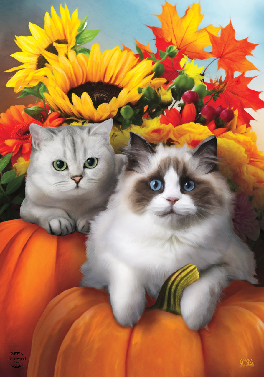 Fall Cats Floral Garden Flag - Briarwood Lane
