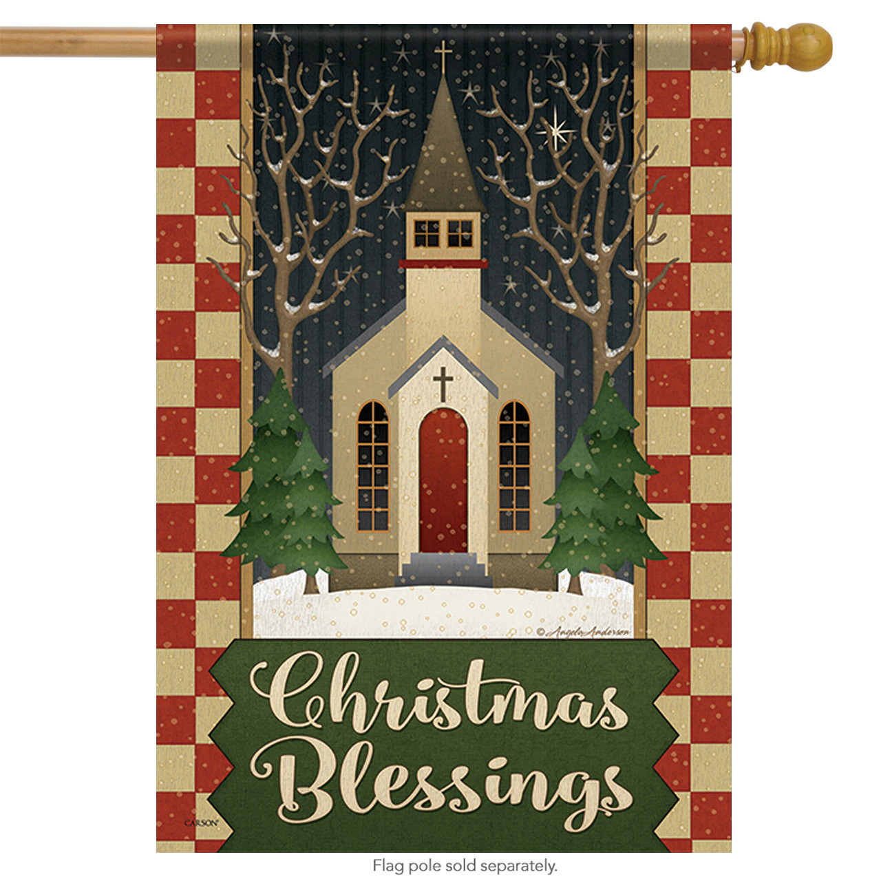 Christmas Blessings Primitive House Flag