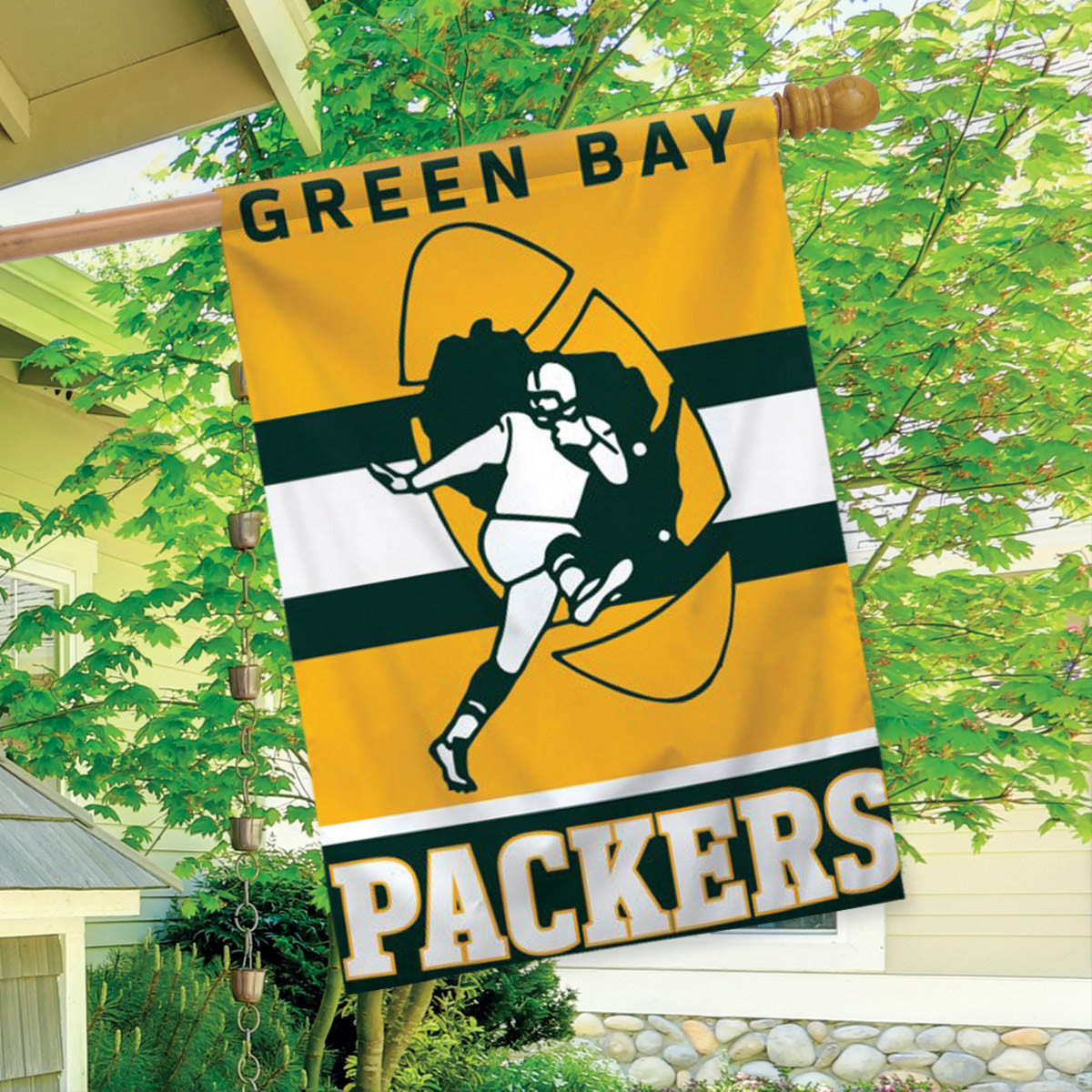 Retro Green Bay Packers Vertical Nfl House Flag Discountdecorativeflags Com