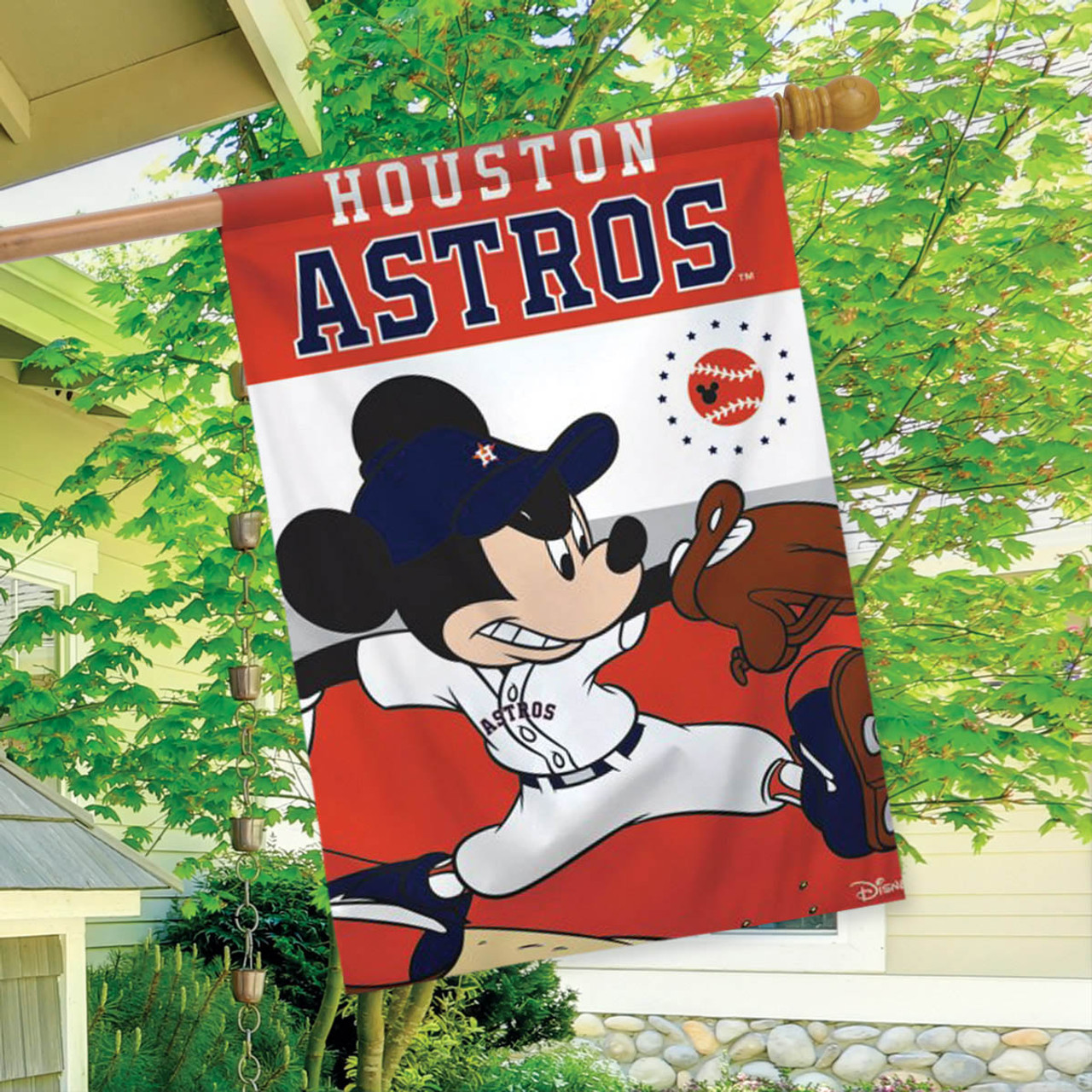 Houston Astros MLB Mickey Mouse Baseball House Flag