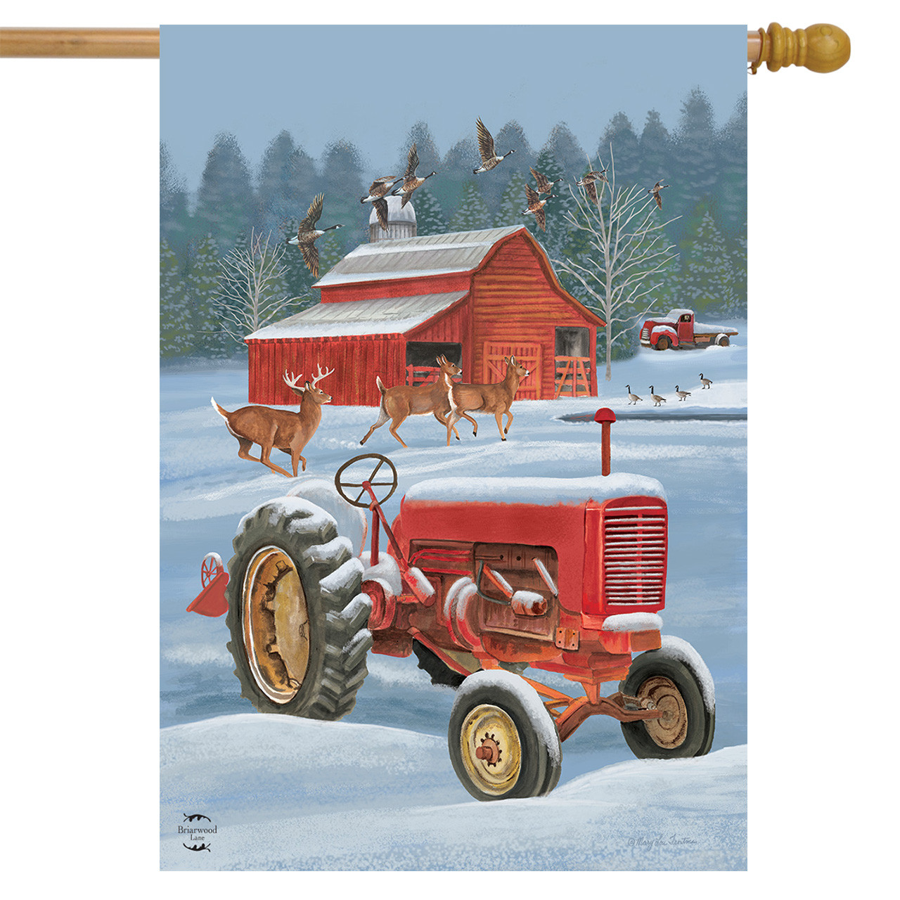 Briarwood Lane Winter on the Farm House Flag - Thumbnail 2